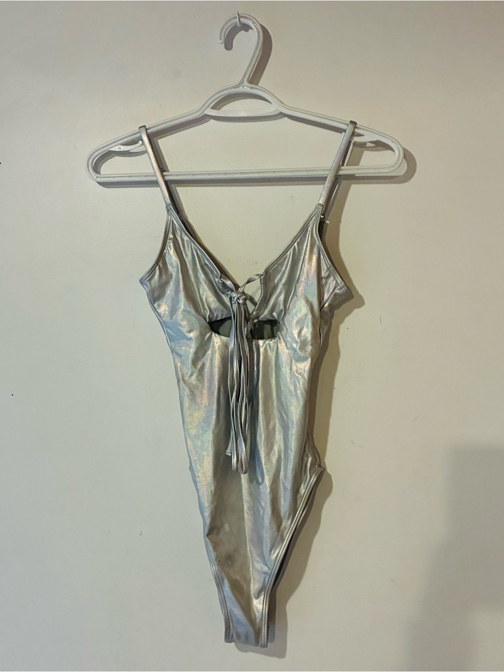 Silver Holographic One-Piece Swimsuit